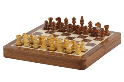 Jeu d'échec & Echiquier Mini d'échecs magnétiques en bois avec échecs d'incrustation